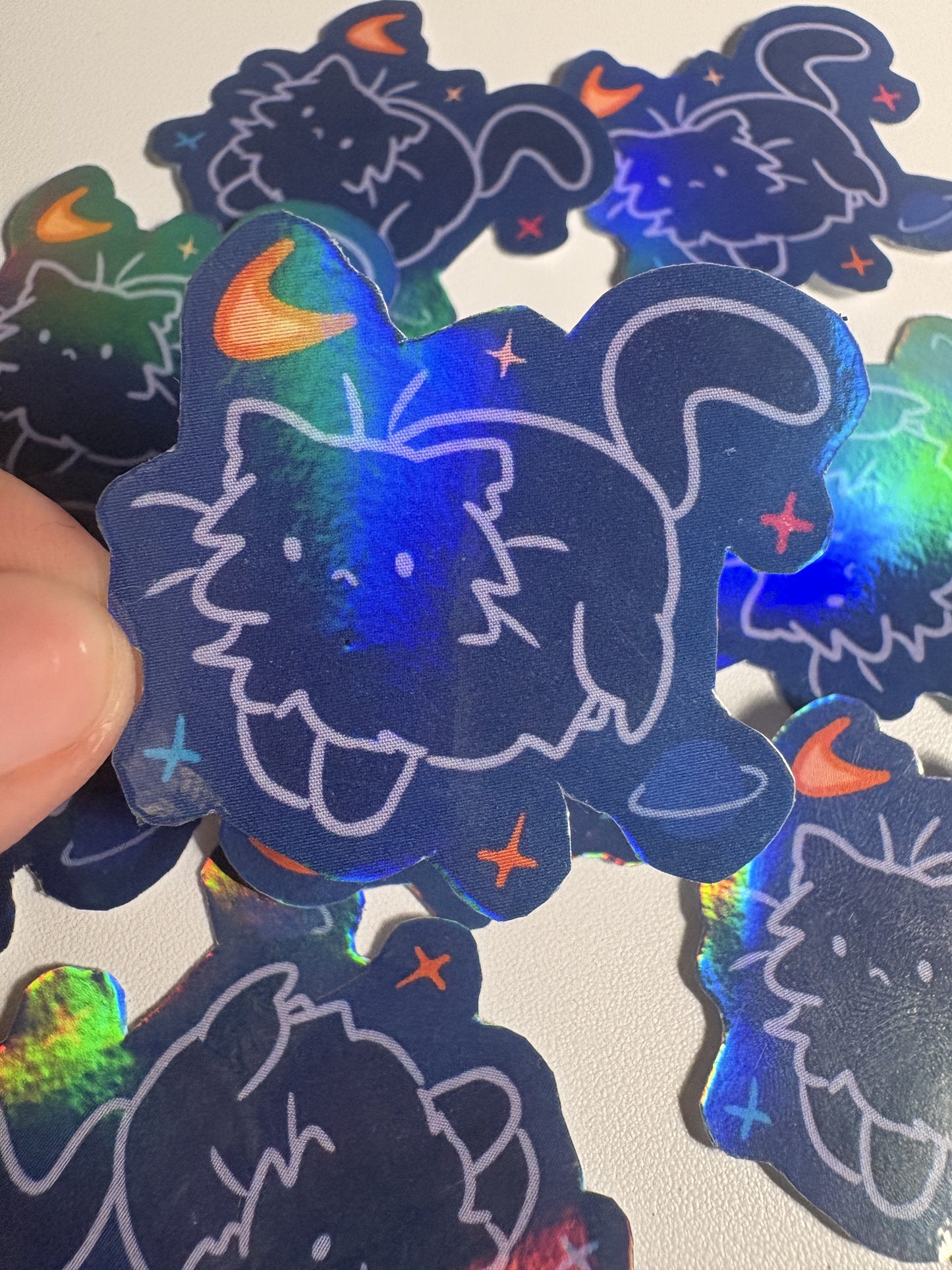Cat in Space Sticker - Holographic Waterproof Vinyl Sticker