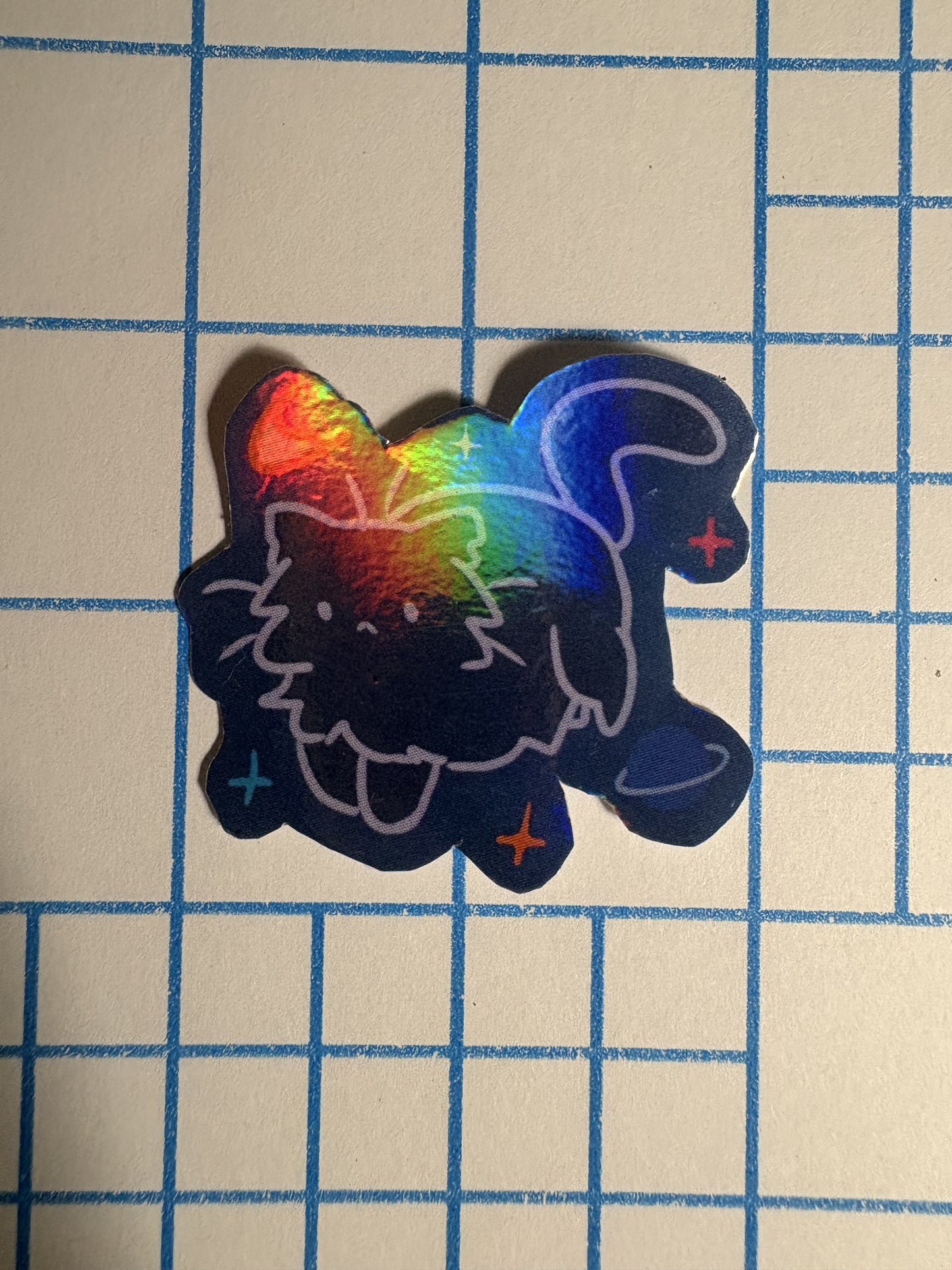 Cat in Space Sticker - Holographic Waterproof Vinyl Sticker