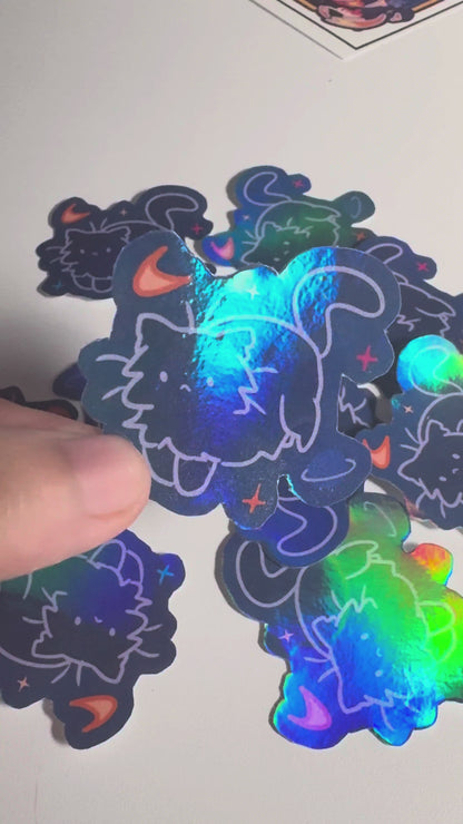 Cat in Space Sticker - Holographic Waterproof Vinyl Sticker